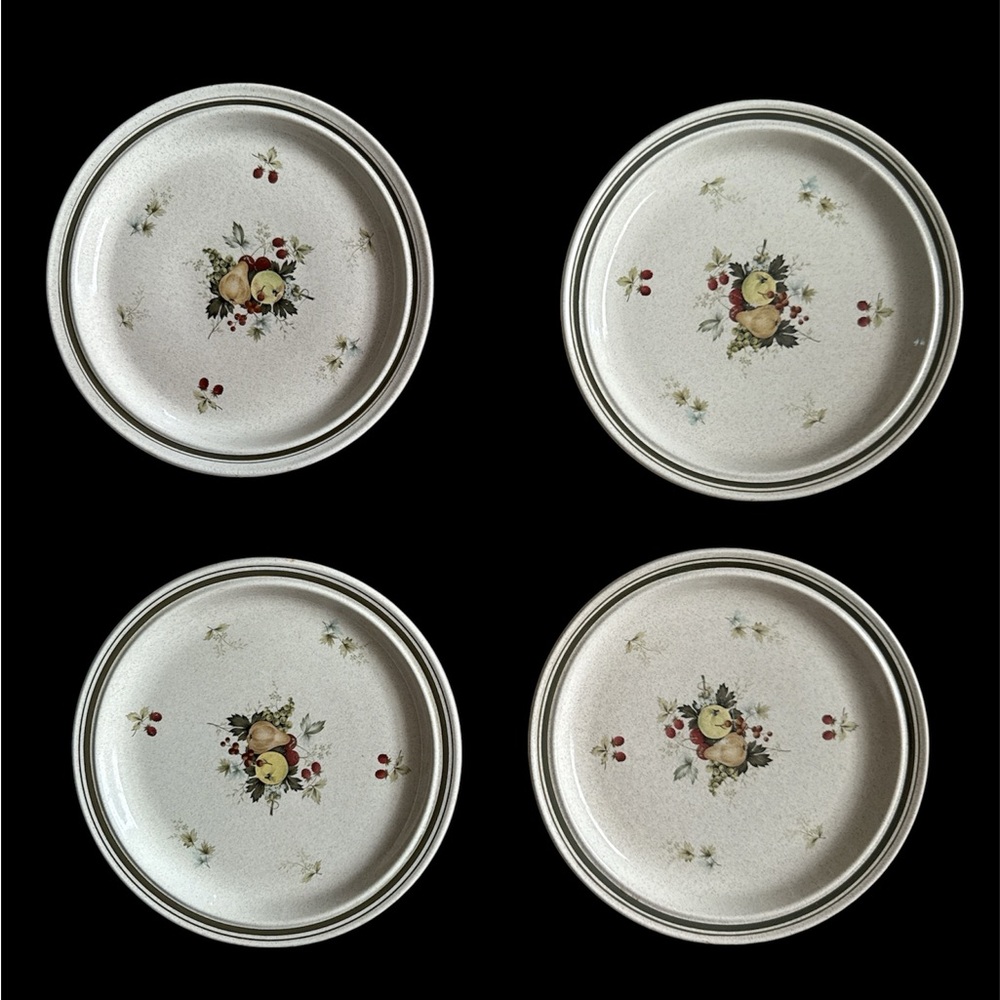 Cornwall / Rim Double Green Trim by Royal Doulton DINNER PLATES 10 3/8" SET of 4